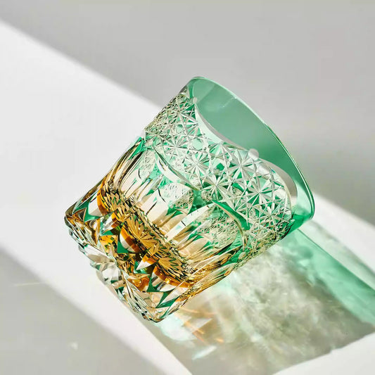 Kirikoya™ Emerald Dawn Edo Kiriko Glass Cup