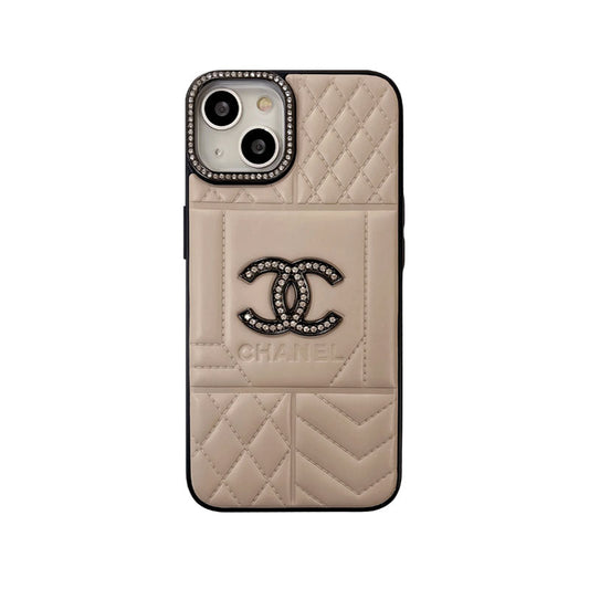 LUXURY LEATHER CC PHONE CASE WITH DIAMOND