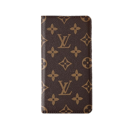 LEATHER MONOGRAM IPHONE CASE WITH WALLET AND CARD HOLDER