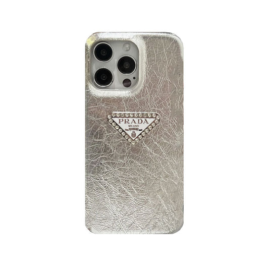 LEATHER PR PHONE CASE FOR IPHONE SILVER