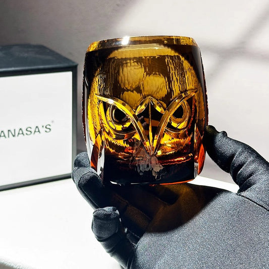 Kirikoya™ Owl Whiskey Edo Kiriko Glass Cup
