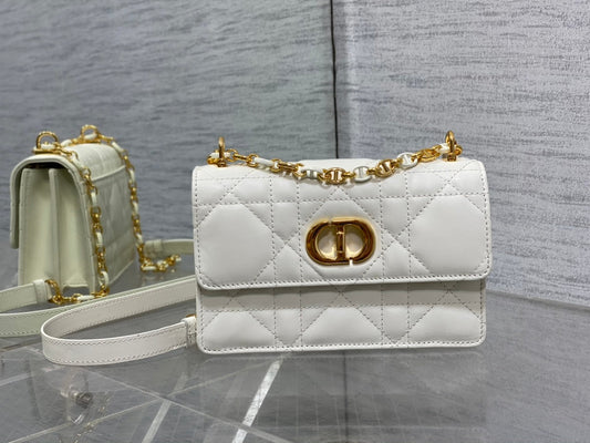 Dior Miss Caro White Macrocannage Lambskin Bag - 19 x 13 x 5.5 cm