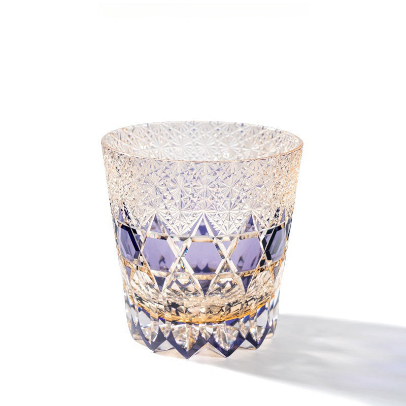 Kirikoya™ Purple Prism Edo Kiriko Glass Cup