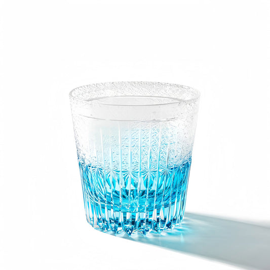 Kirikoya™ Blue Wheat Awn Edo Kiriko Glass Cup