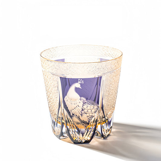 Kirikoya™ Peacock Edo Kiriko Glass Cup