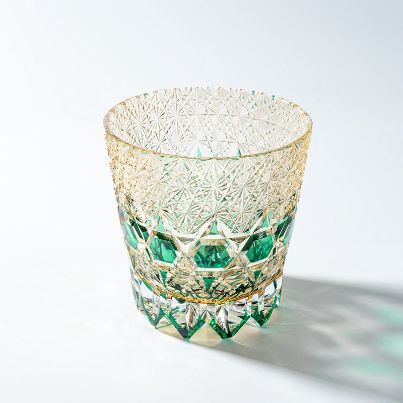 Kirikoya™ Green Prism Edo Kiriko Glass Cup