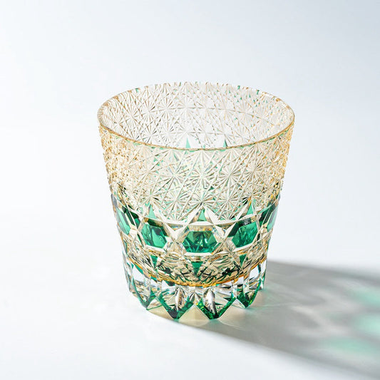 Kirikoya™ Green Prism Edo Kiriko Glass Cup