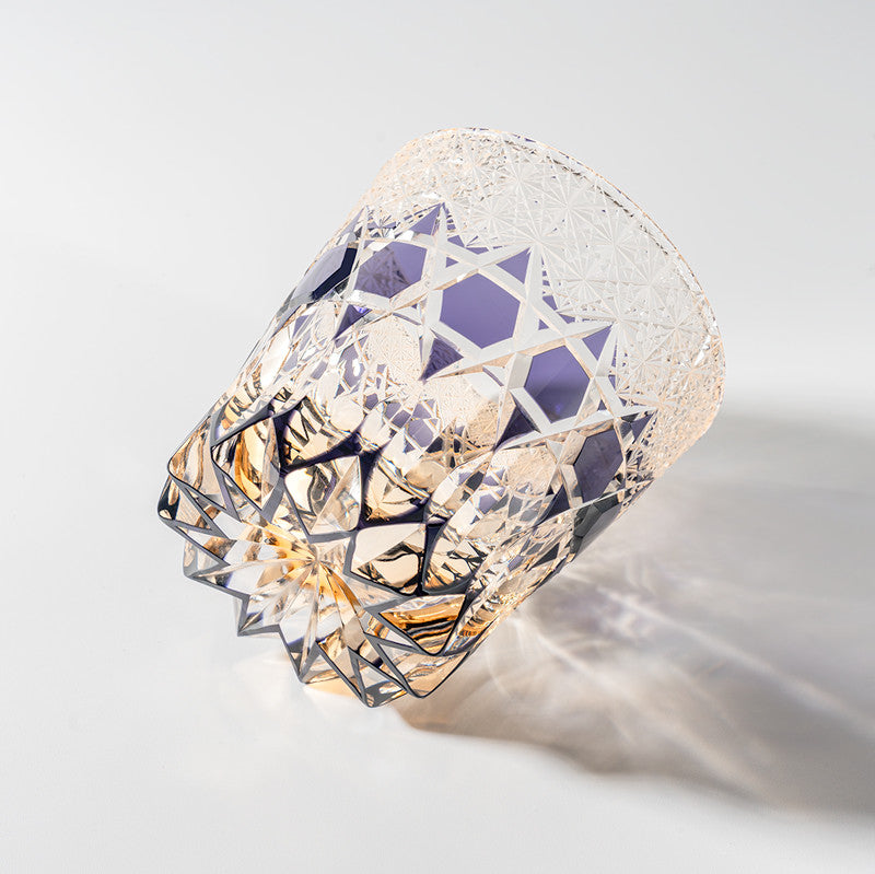 Kirikoya™ Purple Prism Edo Kiriko Glass Cup
