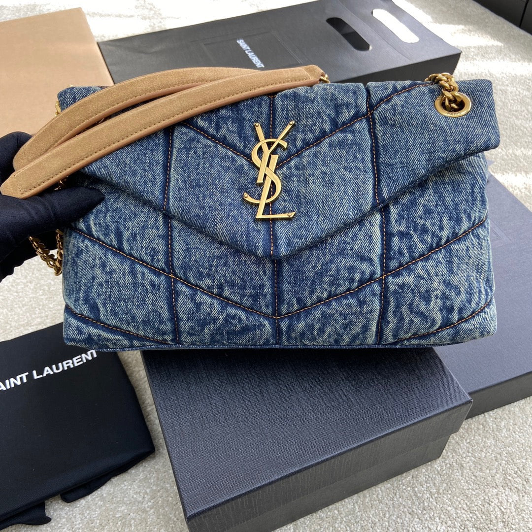 YSL Puffer Denim Bag - 29¡Á17¡Á11cm
