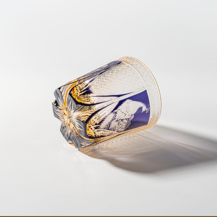 Kirikoya™ Peacock Edo Kiriko Glass Cup