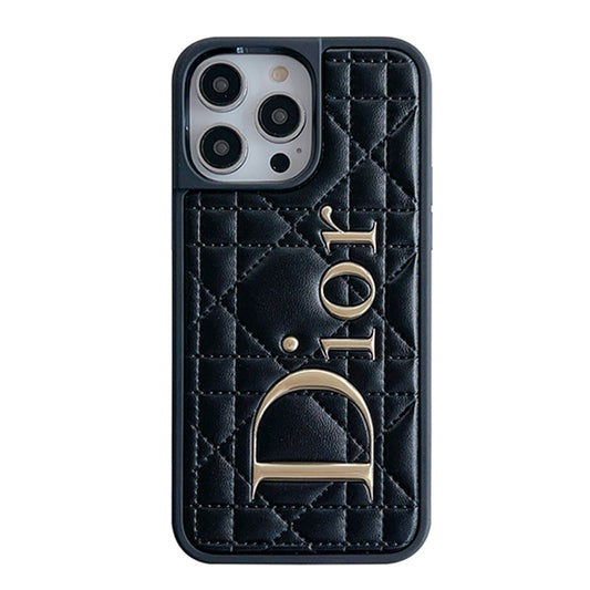 CD GOLD LOGO LEATHER IPHONE CASE