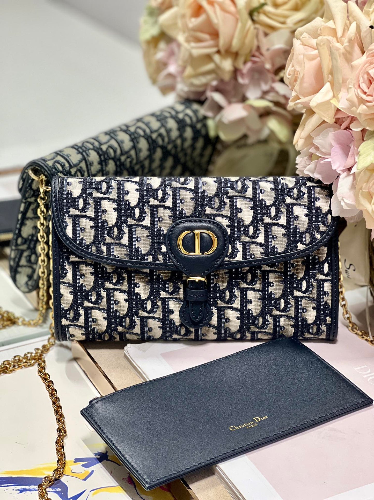 Dior Bobby Wallet on Chain East West Blue Oblique Jacquard - 21.5¡Á12¡Á4cm