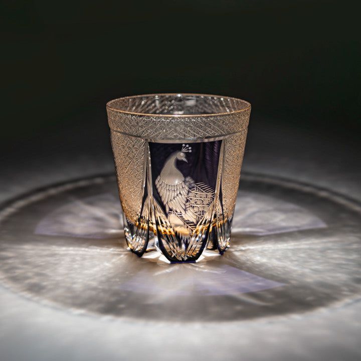 Kirikoya™ Peacock Edo Kiriko Glass Cup
