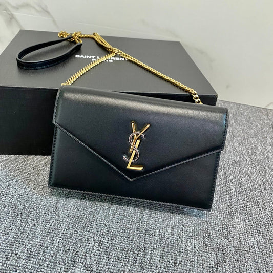 YSL Cassandra Shoulder Black Bag - 19x12.5x3.5cm