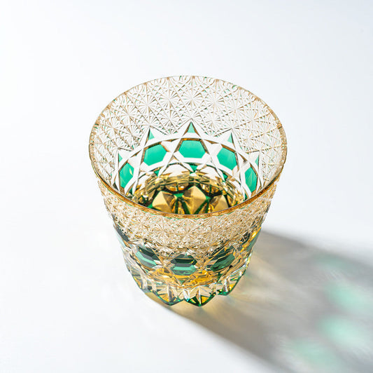 Kirikoya™ Green Prism Edo Kiriko Glass Cup