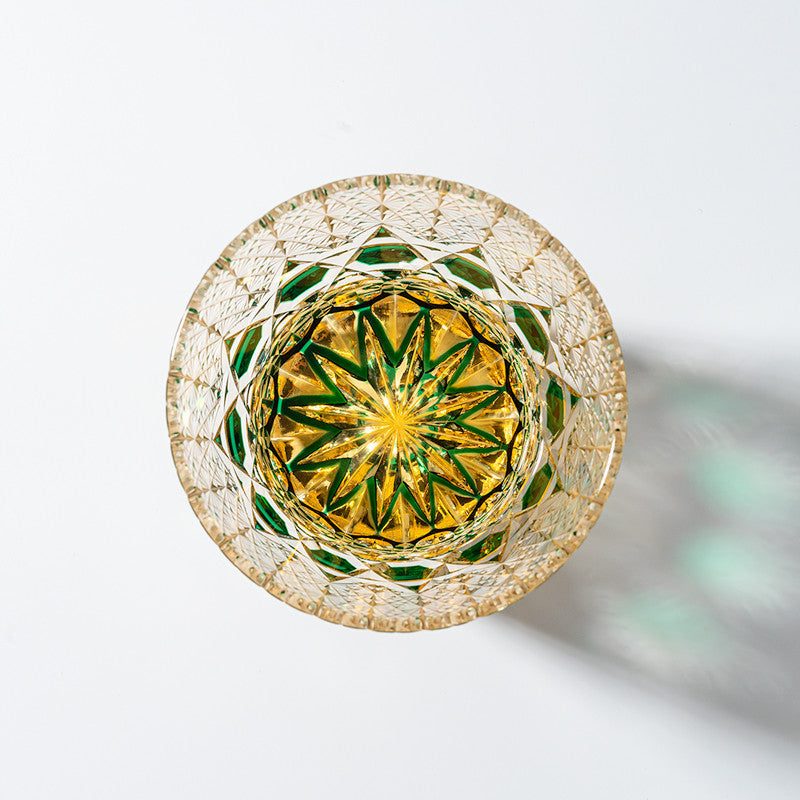 Kirikoya™ Green Prism Edo Kiriko Glass Cup