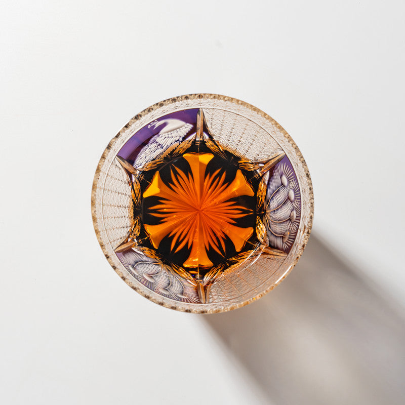 Kirikoya™ Peacock Edo Kiriko Glass Cup