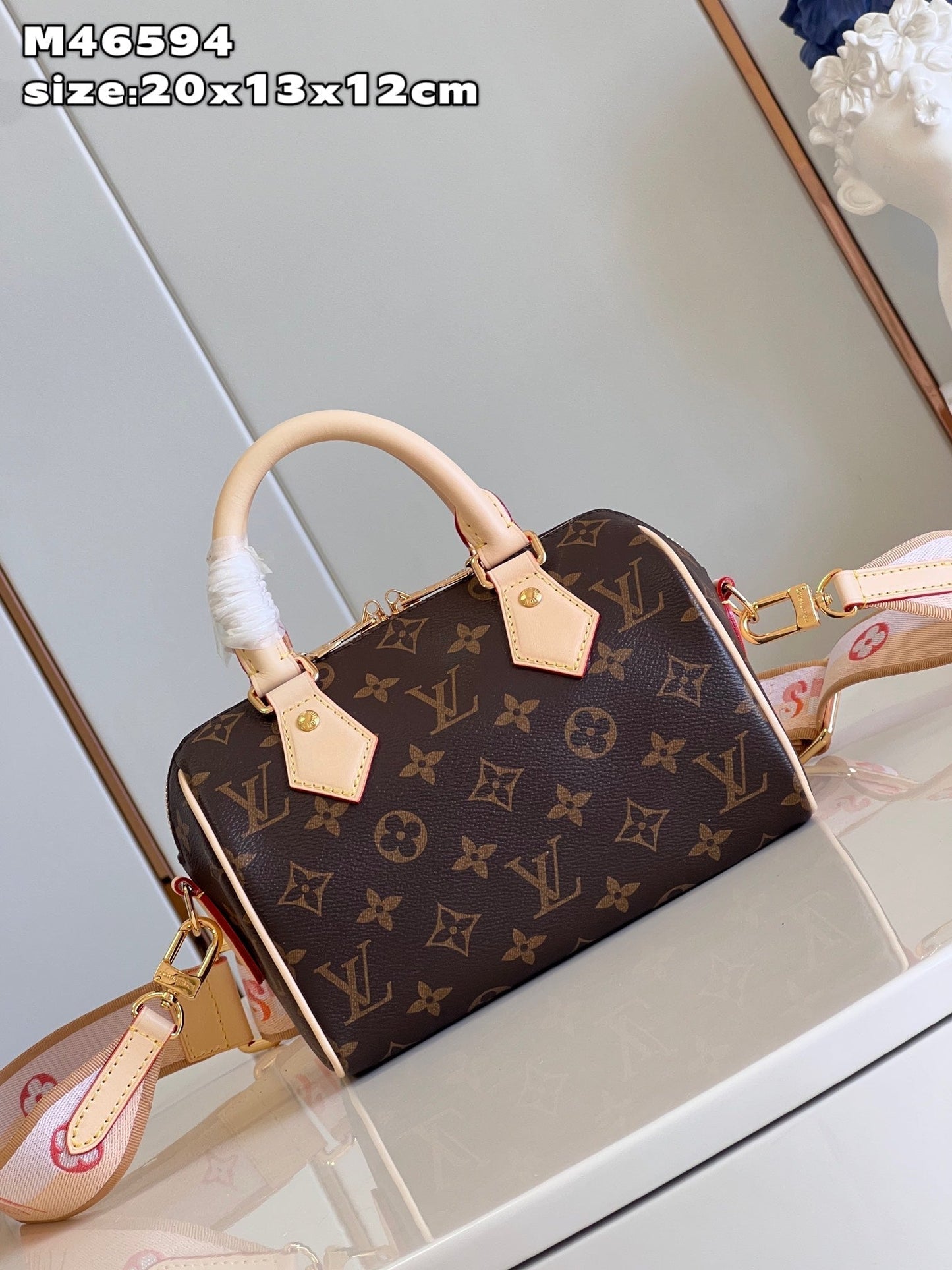 Louis Vuitton Speedy Bandouli¨¨re 20 Monogram Pink Strap - 20.5 x 13.5 x 12.0 cm