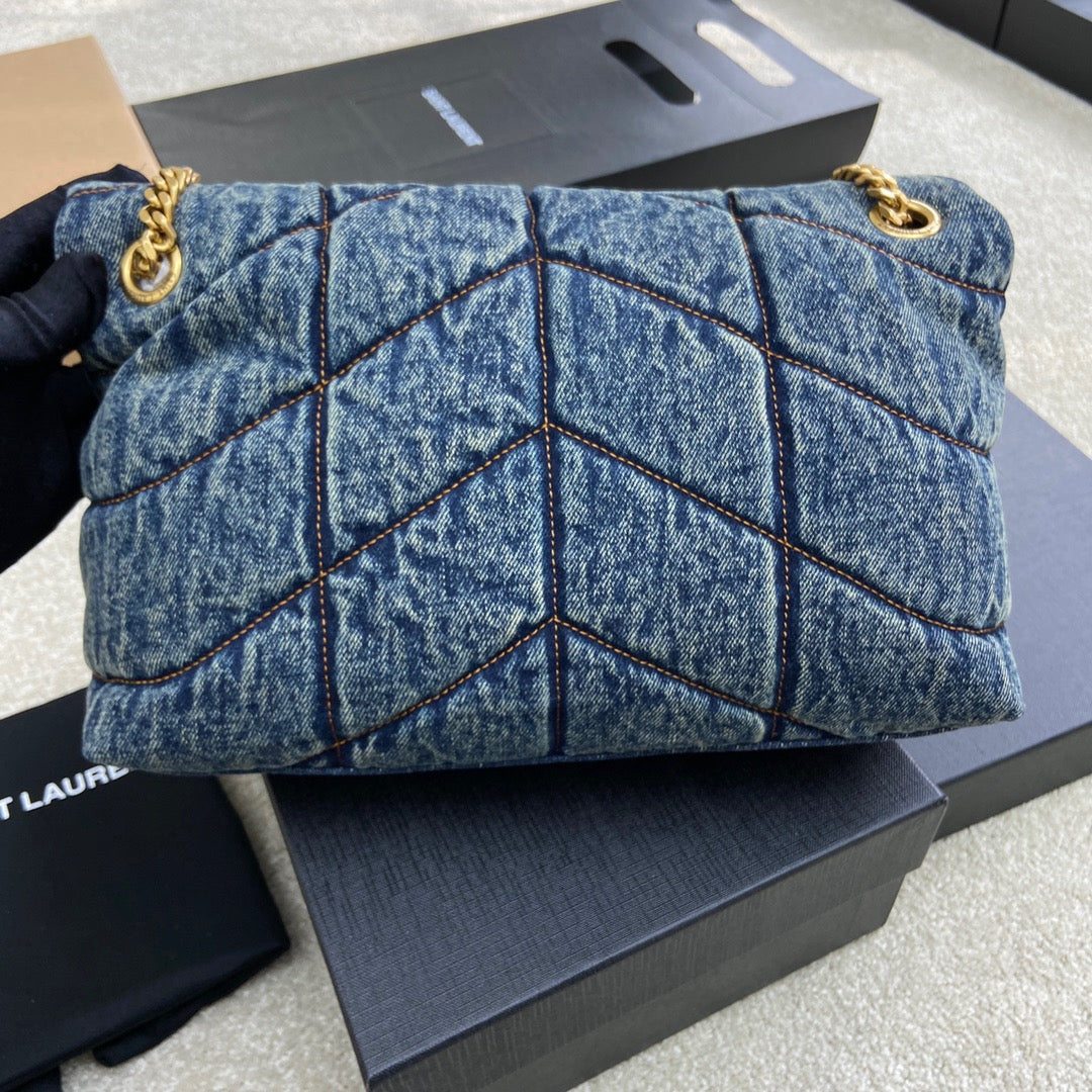 YSL Puffer Denim Bag - 29¡Á17¡Á11cm